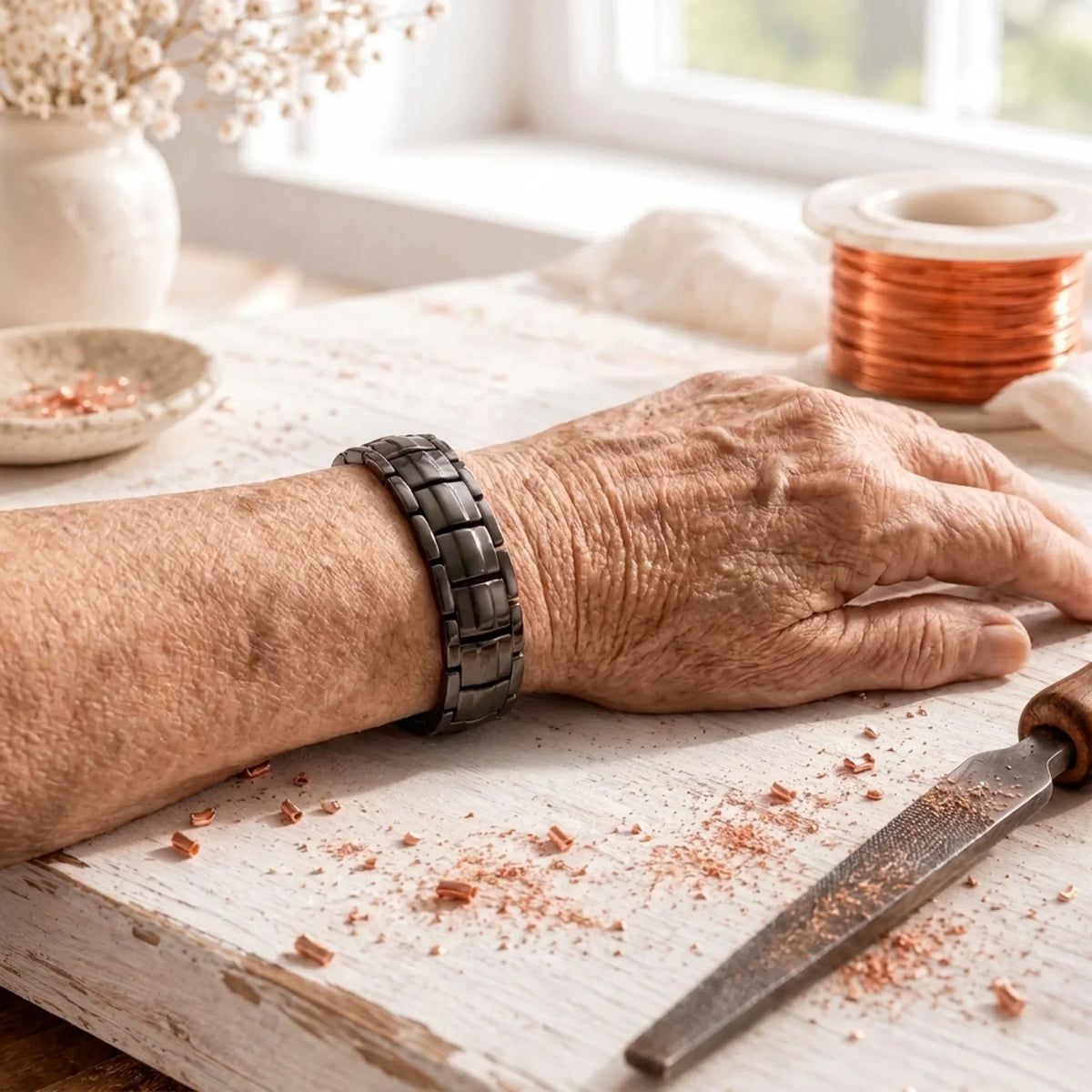 Obsidian Mandlig Kobberarmbånd