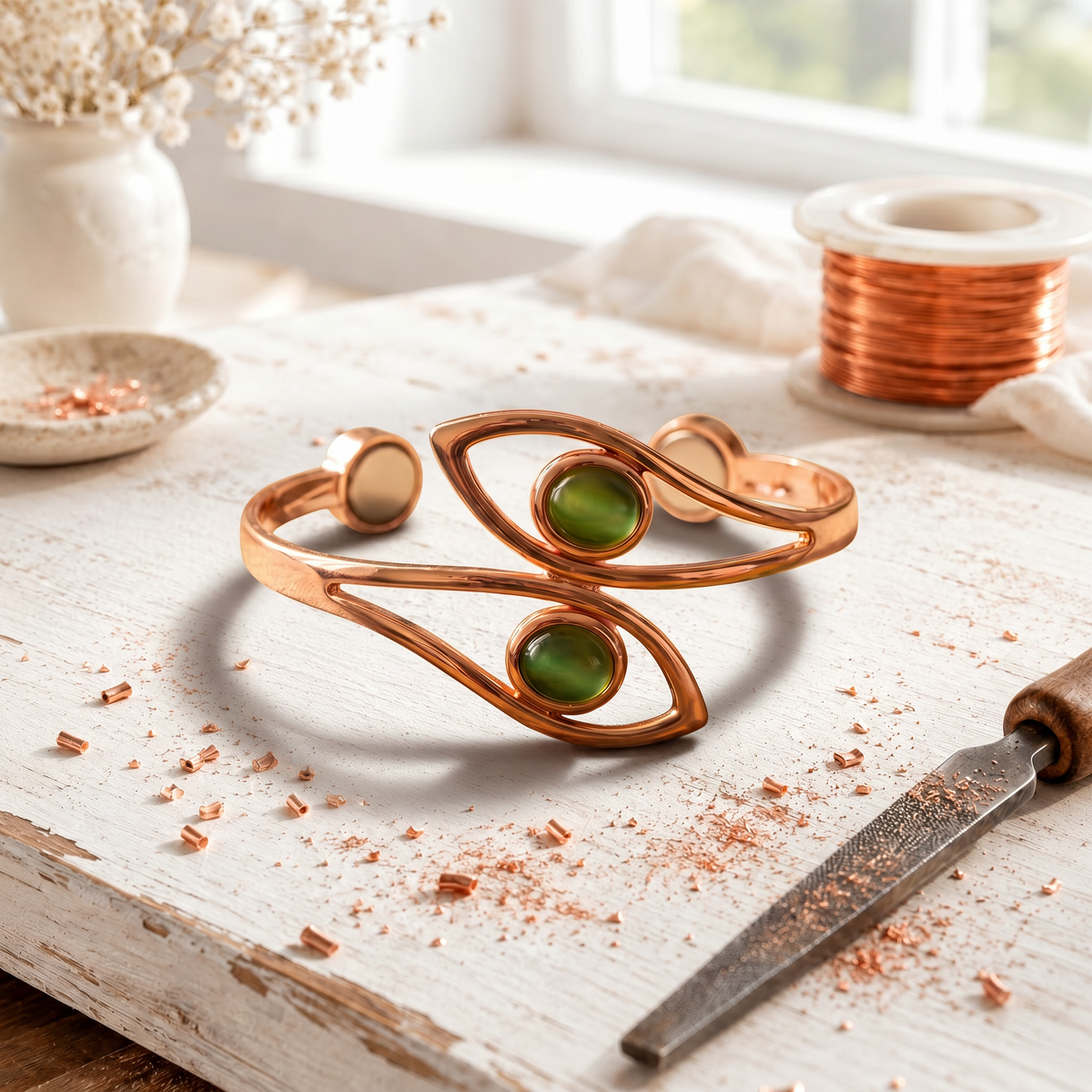 Kobberarmbånd med Frond-design