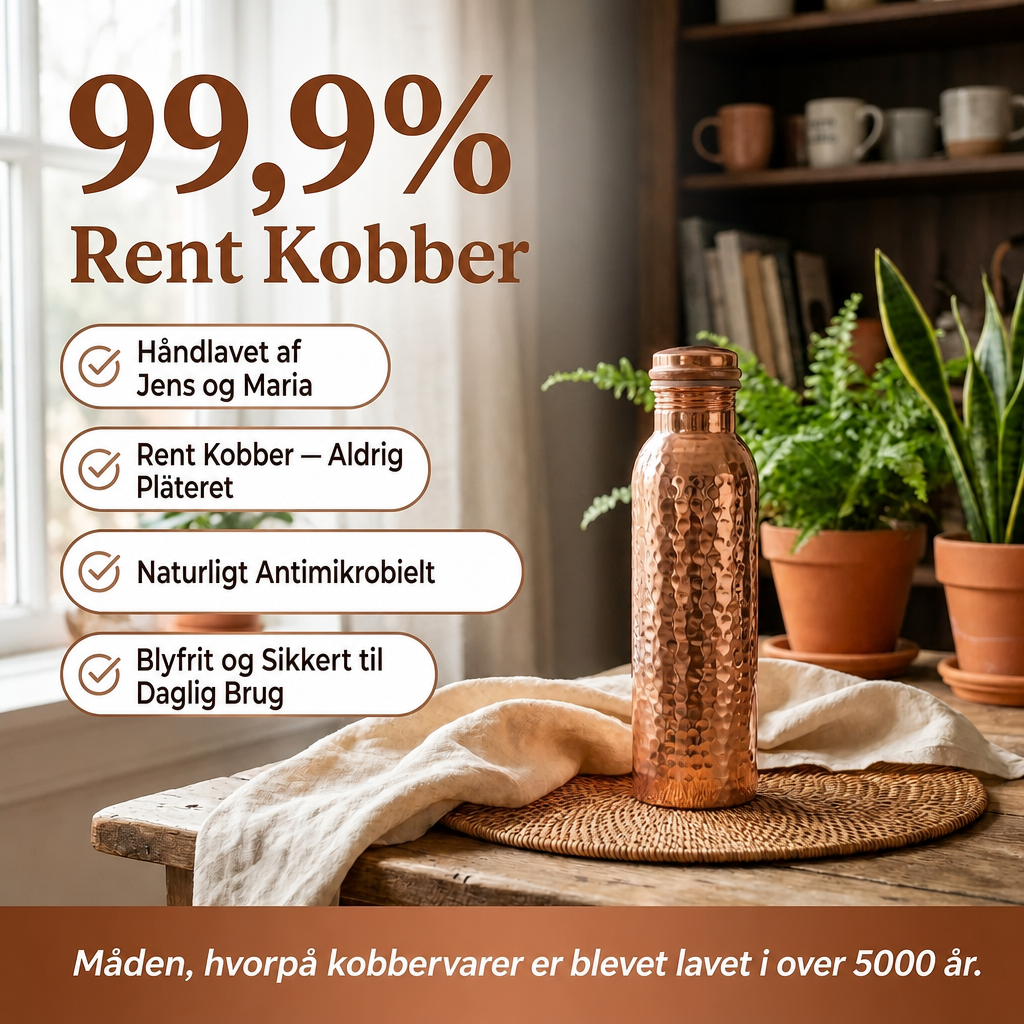 Vandflaske af rent kobber