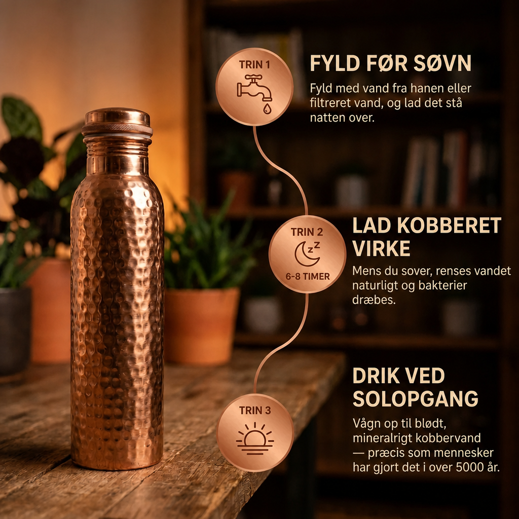 Vandflaske af rent kobber